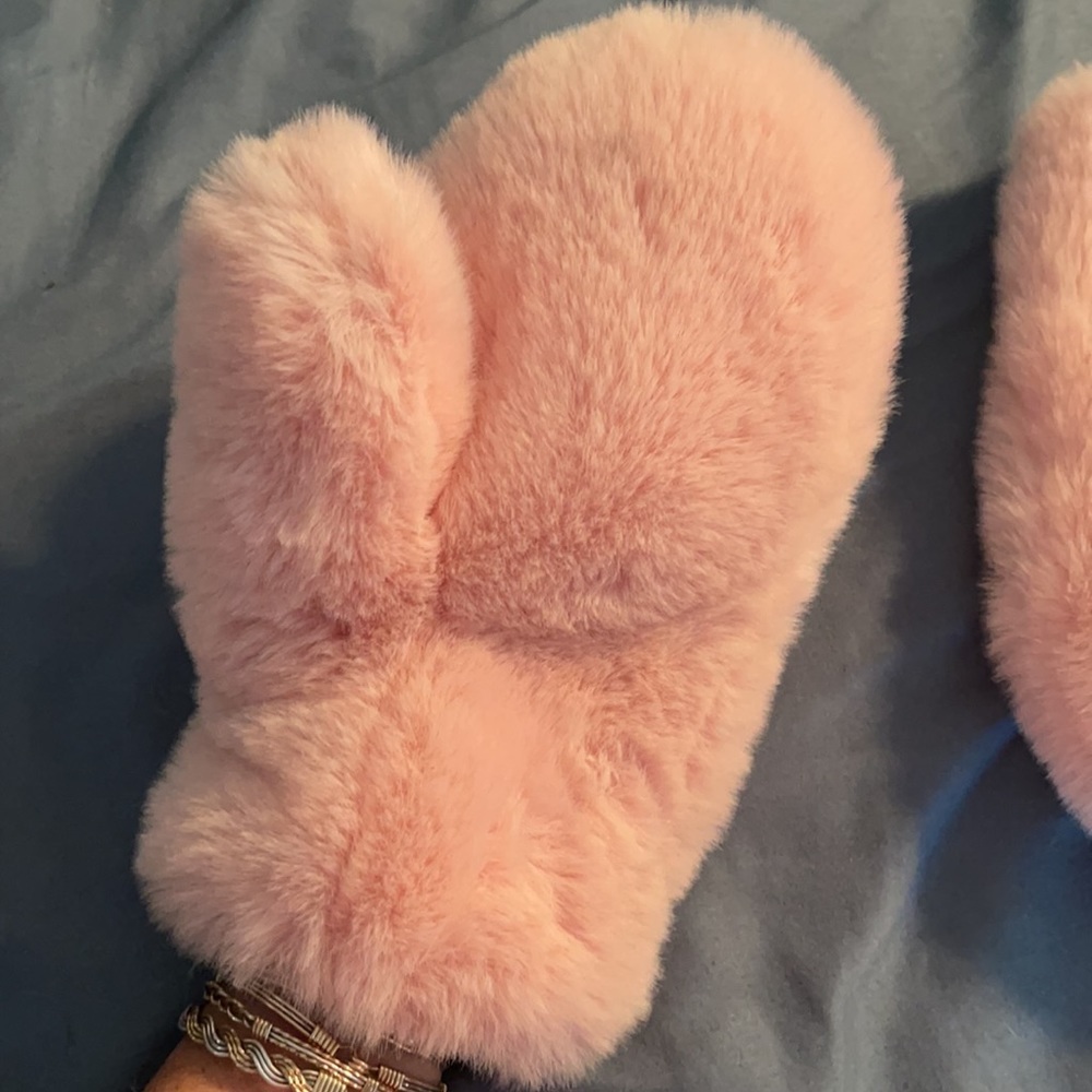 Pink Fuzzy Mittens - Picture 2 of 2